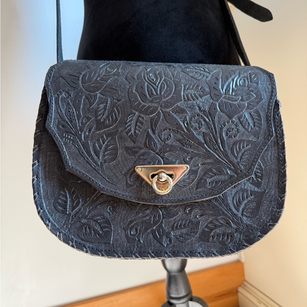 Elegant Black Embossed Leather Bag